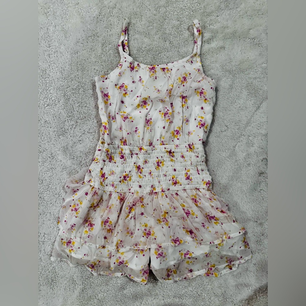 Abercrombie Kids Floral White and Pink Chiffon One Piece